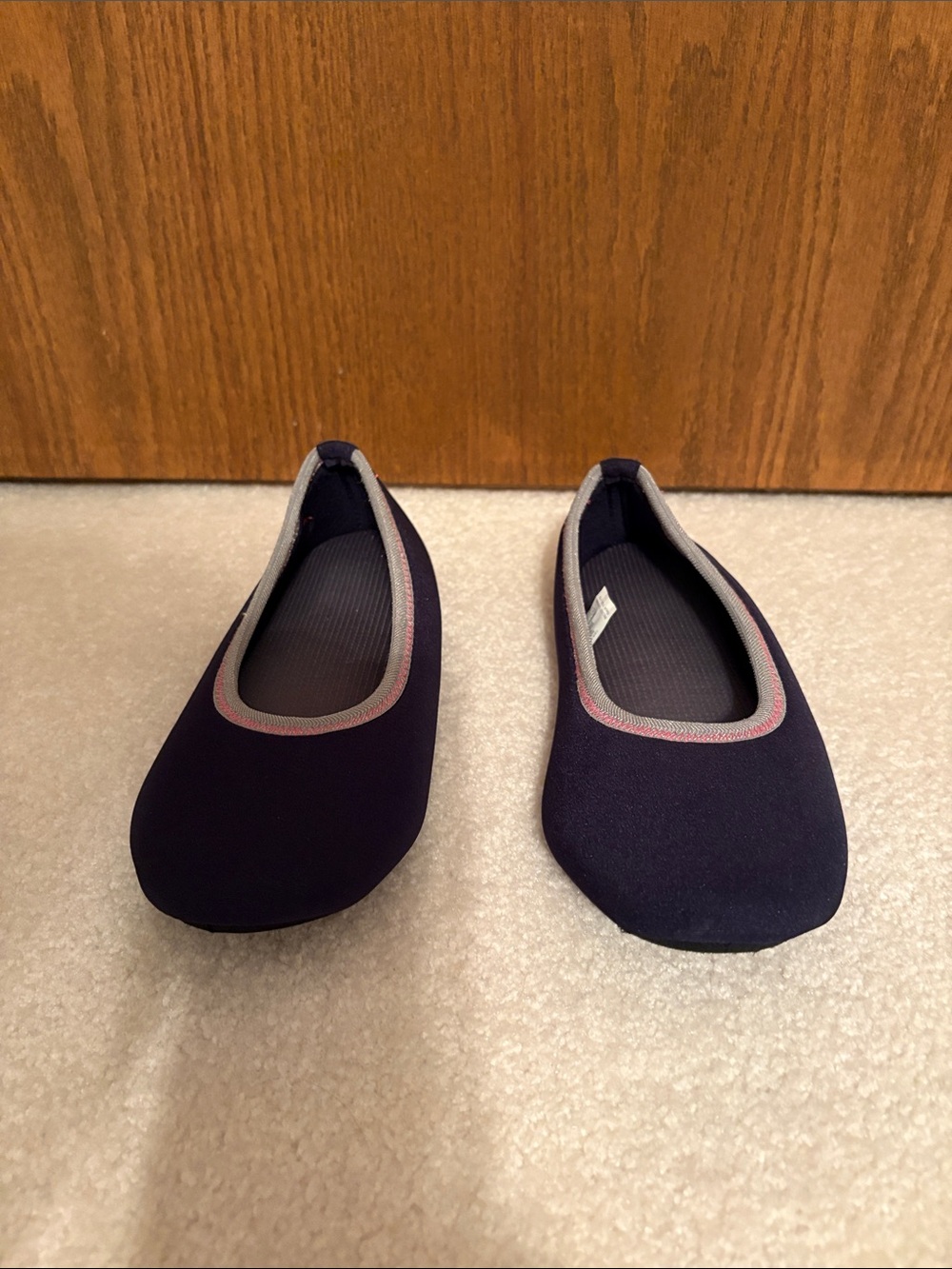 isotoner Navy Ballet Flats with Gray Trim